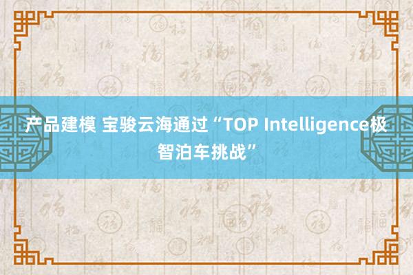 产品建模 宝骏云海通过“TOP Intelligence极智泊车挑战”